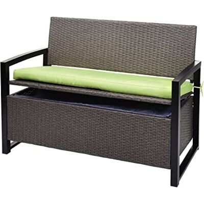 Mendler Poly-Rattan 2er Sitzbank HWC-F39AM grau-meliert, Kissen grün Gartenbank, Truhenbank, Staufach, Aufbewahrung, Sitzkissen Mendler Poly-Rattan 2er Sitzbank HWC-F39AM grau-meliert, Kissen grün Gartenbank, Truhenbank, Staufach, Aufbewahrung, Sitzkissen
