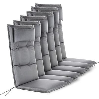 normani 6er-Set Premium Stuhlauflagen Sitzpolster Hochlehner mit Kissen 120x50 cm aus pflegeleichtem Outdoor Material Gartenstuhlauflagen für Draußen und Drinnen Hellgrau 120 x 50 x 5 cm normani 6er-Set Premium Stuhlauflagen Sitzpolster Hochlehner mit Kissen 120x50 cm aus pflegeleichtem Outdoor Material Gartenstuhlauflagen für Draußen und Drinnen Hellgrau 120 x 50 x 5 cm