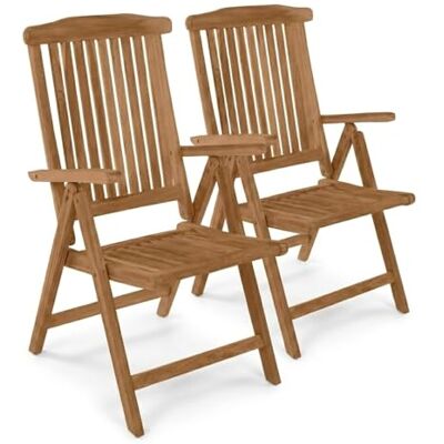 SAM 2er Set Premium Hochlehner Aruba, Teakholz massiv lackiert, Klappstuhl Gartenstühle, 5-Fach Verstellbar mit Armlehnen bis 150 kg, wetterfest für Garten Terrasse Balkon Outdoor, Unikat SAM 2er Set Premium Hochlehner Aruba, Teakholz massiv lackiert, Klappstuhl Gartenstühle, 5-Fach Verstellbar mit Armlehnen bis 150 kg, wetterfest für Garten Terrasse Balkon Outdoor, Unikat