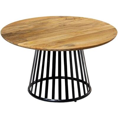 DRW Couchtisch aus Holz mit Metallfuß in Natur und Schwarz, 80 x 80 x 45 cm DRW Couchtisch aus Holz mit Metallfuß in Natur und Schwarz, 80 x 80 x 45 cm