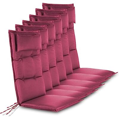 normani 6er-Set Premium Stuhlauflagen Sitzpolster Hochlehner mit Kissen 120x50 cm aus pflegeleichtem Outdoor Material Gartenstuhlauflagen für Draußen und Drinnen Brombeere 120 x 50 x 5 cm normani 6er-Set Premium Stuhlauflagen Sitzpolster Hochlehner mit Kissen 120x50 cm aus pflegeleichtem Outdoor Material Gartenstuhlauflagen für Draußen und Drinnen Brombeere 120 x 50 x 5 cm