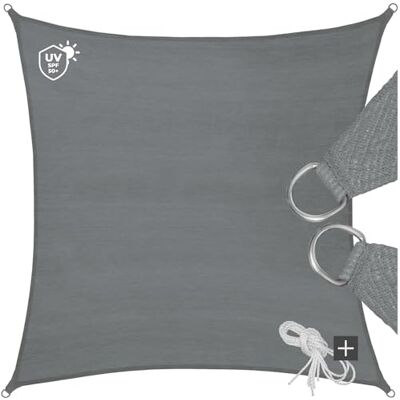 tectake ® Sonnensegel mit UV Schutz, Sonnenschutz und Sichtschutz Balkon, Sichtschutz Garten, für Pergola, Windschutz Terrasse, mit Ösen und Spannseile quadratisch grau 3,6 x 3,6 m tectake ® Sonnensegel mit UV Schutz, Sonnenschutz und Sichtschutz Balkon, Sichtschutz Garten, für Pergola, Windschutz Terrasse, mit Ösen und Spannseile quadratisch grau 3,6 x 3,6 m