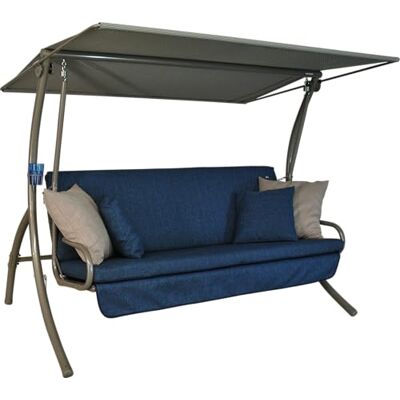 ANGERER Hollywoodschaukel Drift Smart – Schaukel zum Sitzen, Liegen & Entspannen, inkl. Bett-Funktion, einfache Montage, Made in Germany, hochwertiger Stoff, Blau ANGERER Hollywoodschaukel Drift Smart – Schaukel zum Sitzen, Liegen & Entspannen, inkl. Bett-Funktion, einfache Montage, Made in Germany, hochwertiger Stoff, Blau