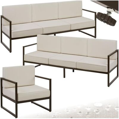tectake ® Gartenlounge Outdoor, 2X Sofa 3 Sitzer 1x Gartensessel, Relaxsessel Garten, Gartenbank, Gartenmöbel, Balkonmöbel, Terrassenmöbel, Wintergarten, Sitzecke Outdoor, Gartenlounge 7 Sitzplätze tectake ® Gartenlounge Outdoor, 2X Sofa 3 Sitzer 1x Gartensessel, Relaxsessel Garten, Gartenbank, Gartenmöbel, Balkonmöbel, Terrassenmöbel, Wintergarten, Sitzecke Outdoor, Gartenlounge 7 Sitzplätze