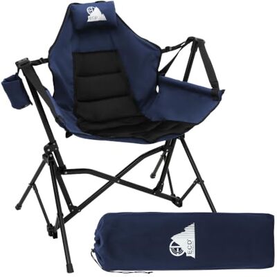 ECD Germany Campingstuhl faltbar Schaukelstuhl bis 150 kg Angelstuhl bequem Klappstuhl mit verstellbarer Rückenlehne & Kopfkissen, Stahlgestell, Faltstuhl extra breit für Outdoor Camping Garten, Blau ECD Germany Campingstuhl faltbar Schaukelstuhl bis 150 kg Angelstuhl bequem Klappstuhl mit verstellbarer Rückenlehne & Kopfkissen, Stahlgestell, Faltstuhl extra breit für Outdoor Camping Garten, Blau