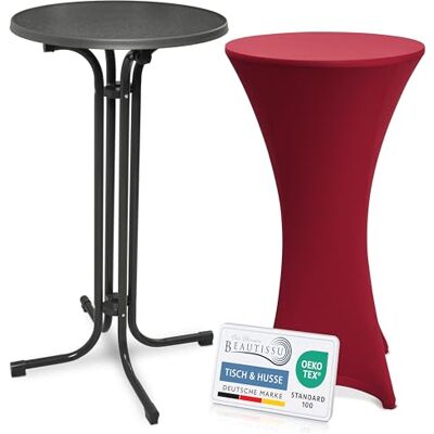 Beautissu Klappbarer Stehtisch mit Hussen inkl. Stretchhusse Outdoor 60cm Grau Bordeaux rutschfest waschbar bügelfrei kratzfest wetterfest Bistrotisch Partytisch Gartentisch Bellini & Stella Beautissu Klappbarer Stehtisch mit Hussen inkl. Stretchhusse Outdoor 60cm Grau Bordeaux rutschfest waschbar bügelfrei kratzfest wetterfest Bistrotisch Partytisch Gartentisch Bellini & Stella