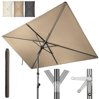 4smile SunnyShade Sonnenschirm Balkon Modern mit Kurbel, Sonnenschirm rechteckig 210x140 cm, Sonnenschutz Balkon mit UV 50+, Balkonschirm mit Schutzhülle, knickbar und höhenverstellbar, Taupe 4smile SunnyShade Sonnenschirm Balkon Modern mit Kurbel, Sonnenschirm rechteckig 210x140 cm, Sonnenschutz Balkon mit UV 50+, Balkonschirm mit Schutzhülle, knickbar und höhenverstellbar, Taupe