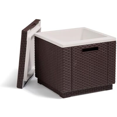 Keter Allibert 212160 Kühlbox Hocker Ice Cube, Rattanoptik, Kunststoff, Braun Keter Allibert 212160 Kühlbox Hocker Ice Cube, Rattanoptik, Kunststoff, Braun