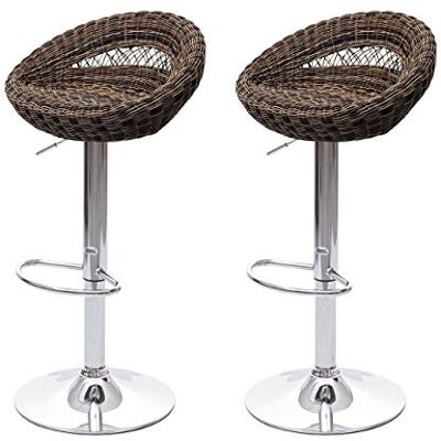 Mendler 2er-Set Barhocker HWC-G26 Poly-Rattan Tresenhocker, Barstuhl, Drehhocker, In-/Outdoor, MVG-Zertifiziert, Chrom Mendler 2er-Set Barhocker HWC-G26 Poly-Rattan Tresenhocker, Barstuhl, Drehhocker, In-/Outdoor, MVG-Zertifiziert, Chrom