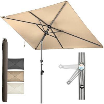 4smile Sonnenschirm Balkon mit Kurbel 210 × 140 cm, Taupe Sonnenschirm rechteckig, Sonnenschutz Balkon mit UV 50+, Balkonschirm mit Schutzhülle, knickbar und höhenverstellbar 4smile Sonnenschirm Balkon mit Kurbel 210 × 140 cm, Taupe Sonnenschirm rechteckig, Sonnenschutz Balkon mit UV 50+, Balkonschirm mit Schutzhülle, knickbar und höhenverstellbar