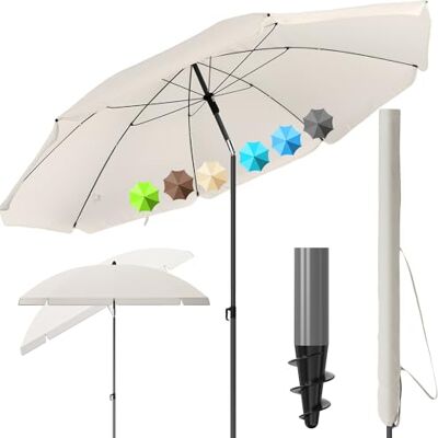 4smile Sonnenschirm Strand SunnyJoy, Beige UPF 50+ Strandschirm Ø 180 cm, sicherer Sonnenschutz Strand, Strandschirm windfest stabil Sonnenschirm mit Schutzhülle 4smile Sonnenschirm Strand SunnyJoy, Beige UPF 50+ Strandschirm Ø 180 cm, sicherer Sonnenschutz Strand, Strandschirm windfest stabil Sonnenschirm mit Schutzhülle