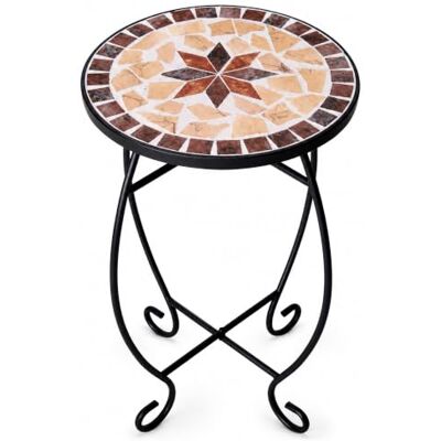 dszapaci Mosaiktisch Rund, Beistelltisch Balkon & Garten, Blumenhocker Metall Mediterraner Gartentisch für Balkon, Terrasse & Wohnzimmer – als Beistelltisch oder Pflanzenständer nutzbar dszapaci Mosaiktisch Rund, Beistelltisch Balkon & Garten, Blumenhocker Metall Mediterraner Gartentisch für Balkon, Terrasse & Wohnzimmer – als Beistelltisch oder Pflanzenständer nutzbar