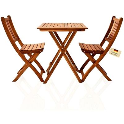 SAM Loreno 3-TLG. Gartenmöbel Set 60x60 cm Blossom 1 Tisch + 2 Gartenstühle Klappbar, massives Akazienholz, Perfekt als Balkonmöbel, Gartenmöbel aus Holz für kleine Gärten, Terrassen & wenig Platz SAM Loreno 3-TLG. Gartenmöbel Set 60x60 cm Blossom 1 Tisch + 2 Gartenstühle Klappbar, massives Akazienholz, Perfekt als Balkonmöbel, Gartenmöbel aus Holz für kleine Gärten, Terrassen & wenig Platz