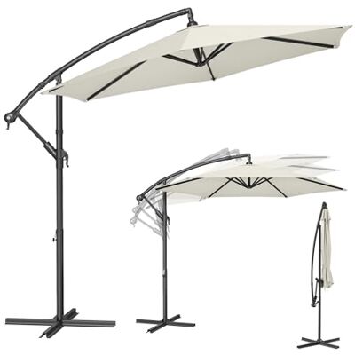 SONGMICS Sonnenschirm, Ampelschirm 300 cm d, mit Ständer, UV-Schutz UPF 50+ Balkonschirm, mit Kurbel zum Öffnen und Schließen, für Terrasse, Garten, beige, SHELD Kollektion GPU116M01 SONGMICS Sonnenschirm, Ampelschirm 300 cm d, mit Ständer, UV-Schutz UPF 50+ Balkonschirm, mit Kurbel zum Öffnen und Schließen, für Terrasse, Garten, beige, SHELD Kollektion GPU116M01