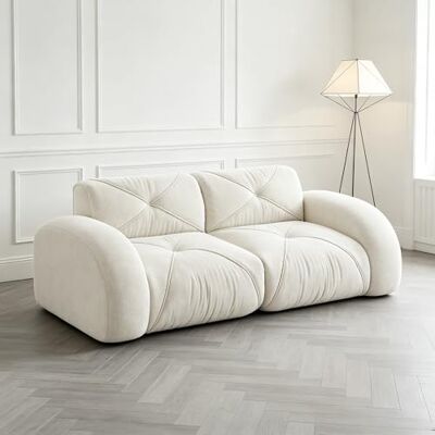 NJLyuhome Modulares Sofa Creme Weiß Chenille, 32D Schaumstoff Polstersofa mit Armlehnen, haustierfreundliches Wohnzimmer Sofa rutschfest – 9 Kombinationen von 2-Sitzer bis U-Form NJLyuhome Modulares Sofa Creme Weiß Chenille, 32D Schaumstoff Polstersofa mit Armlehnen, haustierfreundliches Wohnzimmer Sofa rutschfest – 9 Kombinationen von 2-Sitzer bis U-Form
