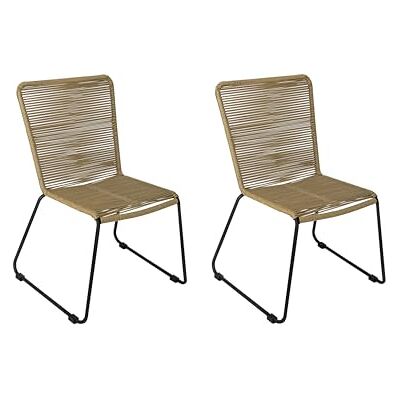 SAM 2er Set Outdoor-Seilstuhl ISRA, Farbe Taupe, schwarzes Eisen-Gestell Seilbespannung aus Polyester, Gartenstuhl/Rope Chair im modernen Design, für Balkon & Terrasse und Garten SAM 2er Set Outdoor-Seilstuhl ISRA, Farbe Taupe, schwarzes Eisen-Gestell Seilbespannung aus Polyester, Gartenstuhl/Rope Chair im modernen Design, für Balkon & Terrasse und Garten
