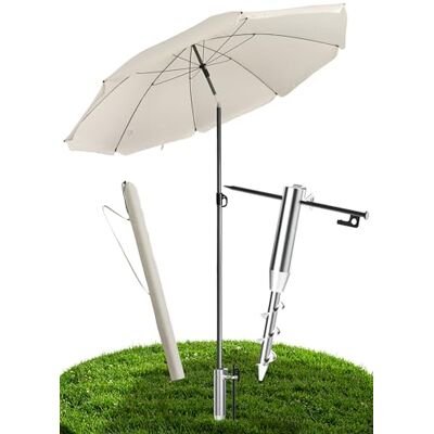 4smile Sonnenschirm Strand Ø 160 cm SET mit Eindrehbodenhülse, Beige Strandschirm Windfest Stabil mit Eindrehbodenhülse, Sonnenschutz Strand, UPF 50+ Schirm mit Schutzhülle, für Garten & Urlaub 4smile Sonnenschirm Strand Ø 160 cm SET mit Eindrehbodenhülse, Beige Strandschirm Windfest Stabil mit Eindrehbodenhülse, Sonnenschutz Strand, UPF 50+ Schirm mit Schutzhülle, für Garten & Urlaub