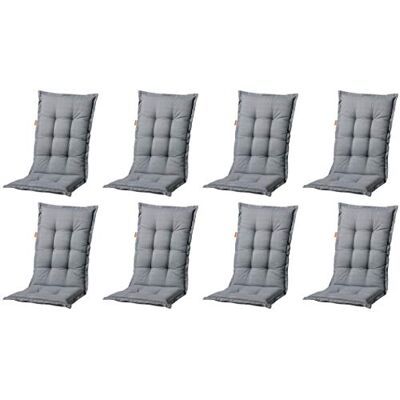 Madison Luxus 8er Set Hochlehner Auflage A 046, Uni Grau, 120x50x8cm Baumwollmischgewebe, Schaum-/Vliesfüllung Madison Luxus 8er Set Hochlehner Auflage A 046, Uni Grau, 120x50x8cm Baumwollmischgewebe, Schaum-/Vliesfüllung