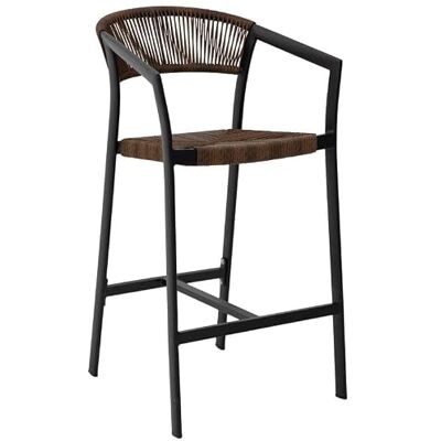 DRW Outdoor-Hocker aus Aluminium und synthetischem Rattan in Schwarz und Natur, 105 x 56 x 57 cm DRW Outdoor-Hocker aus Aluminium und synthetischem Rattan in Schwarz und Natur, 105 x 56 x 57 cm