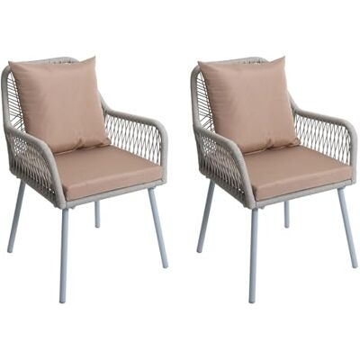 Mendler 2X Gartenstuhl HWC-O12 Rückenpolster grau, Bezug Taupe 2er-Set Stuhl, Outdoor, mit Sitz-/Rückenpolster, Seilgeflecht, Rope, Aluminium Mendler 2X Gartenstuhl HWC-O12 Rückenpolster grau, Bezug Taupe 2er-Set Stuhl, Outdoor, mit Sitz-/Rückenpolster, Seilgeflecht, Rope, Aluminium