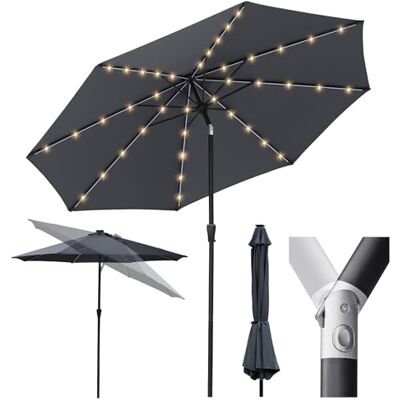 Sekey Solar-LED Sonnenschirm 330 cm mit Kurbel& Knickbar, Alu, 40 LED, UV50+ Sekey Solar-LED Sonnenschirm 330 cm mit Kurbel& Knickbar, Alu, 40 LED, UV50+