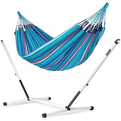 Siesta ® Brisa Klassische Doppel + Stahl-Gestell Hängematte, handgefertigt in Kolumbien, mit 160 cm Breite für entspannte Momente drinnen und draußen. (Brisa Wave) Siesta ® Brisa Klassische Doppel + Stahl-Gestell Hängematte, handgefertigt in Kolumbien, mit 160 cm Breite für entspannte Momente drinnen und draußen. (Brisa Wave)