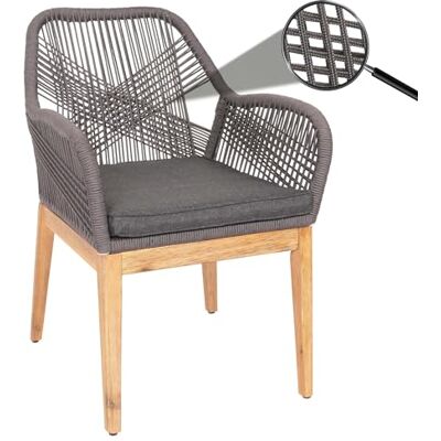 Mendler Gartenstuhl HWC-H56b Holz grau Kissen anthrazit Sessel, Outdoor, Stuhl, wetterfest Seilgeflecht, Rope, Akazie Mendler Gartenstuhl HWC-H56b Holz grau Kissen anthrazit Sessel, Outdoor, Stuhl, wetterfest Seilgeflecht, Rope, Akazie