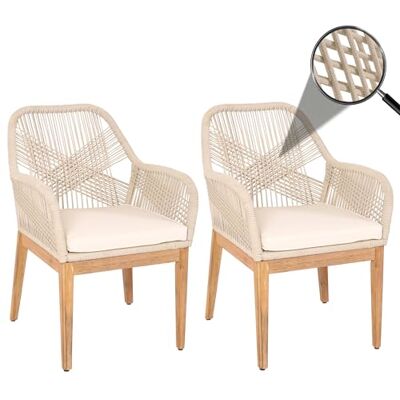 Mendler 2er-Set Gartenstuhl HWC-H56b Holz beige Kissen Creme-weiß Sessel, Outdoor, wetterfest Seilgeflecht, Rope, Akazie Mendler 2er-Set Gartenstuhl HWC-H56b Holz beige Kissen Creme-weiß Sessel, Outdoor, wetterfest Seilgeflecht, Rope, Akazie