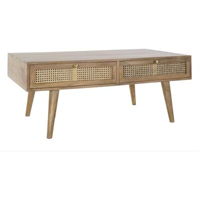 DRW Couchtisch aus Mangoholz und natürlichem Rattan, 115 x 60 x 46 cm DRW Couchtisch aus Mangoholz und natürlichem Rattan, 115 x 60 x 46 cm