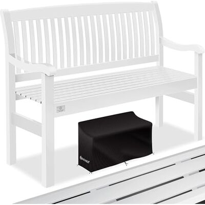 KESSER ® Gartenbank Holz wetterfest 125cm Holzbank Garten 2-3 Sitzer, Sitzbank Outdoor, Balkonbank aus Massivholz, Parkbank 320 kg belastbar für Garten, Terrasse & Balkon inkl. Abdeckung, Weiß KESSER ® Gartenbank Holz wetterfest 125cm Holzbank Garten 2-3 Sitzer, Sitzbank Outdoor, Balkonbank aus Massivholz, Parkbank 320 kg belastbar für Garten, Terrasse & Balkon inkl. Abdeckung, Weiß