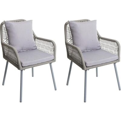 Mendler 2X Gartenstuhl HWC-O12 Rückenpolster grau, Bezug grau 2er-Set Stuhl, Outdoor, mit Sitz-/Rückenpolster, Seilgeflecht, Rope, Aluminium Mendler 2X Gartenstuhl HWC-O12 Rückenpolster grau, Bezug grau 2er-Set Stuhl, Outdoor, mit Sitz-/Rückenpolster, Seilgeflecht, Rope, Aluminium