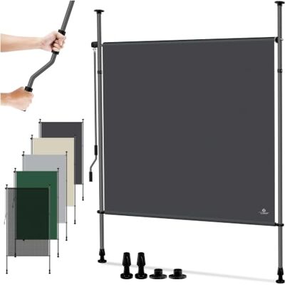 KESSER ® Klemmmarkise 120x310 cm, Garten Balkon Sichtschutz wetterfest, Wind- & Sonnenschutz, Senkrechtmarkise mit Handkurbel ohne Bohren, Ausziehbar, wasserdicht & UV-beständig, Anthrazit KESSER ® Klemmmarkise 120x310 cm, Garten Balkon Sichtschutz wetterfest, Wind- & Sonnenschutz, Senkrechtmarkise mit Handkurbel ohne Bohren, Ausziehbar, wasserdicht & UV-beständig, Anthrazit