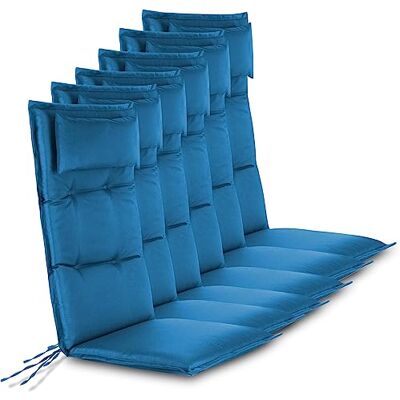 normani 6er-Set Premium Stuhlauflagen Sitzpolster Hochlehner mit Kissen 120x50 cm aus pflegeleichtem Outdoor Material Gartenstuhlauflagen für Draußen und Drinnen Marine 120 x 50 x 5 cm normani 6er-Set Premium Stuhlauflagen Sitzpolster Hochlehner mit Kissen 120x50 cm aus pflegeleichtem Outdoor Material Gartenstuhlauflagen für Draußen und Drinnen Marine 120 x 50 x 5 cm