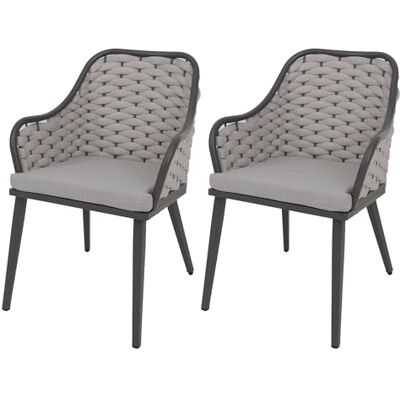Mendler 2er-Set Aluminium-Gartenstuhl HWC-O16 hellgrau Kissen hellgrau Outdoor, Stuhl, Olefin, (200, g/m²) Seilgeflecht, Rope Mendler 2er-Set Aluminium-Gartenstuhl HWC-O16 hellgrau Kissen hellgrau Outdoor, Stuhl, Olefin, (200, g/m²) Seilgeflecht, Rope
