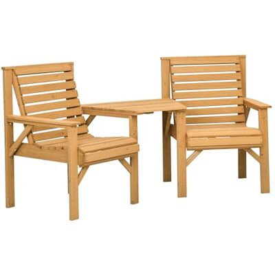 Outsunny Bistro-Set 3-teilig aus Holz Wetterfest Gartenmöbel Set mit Lamellendesign Sonnenschirmloch Gartenstühlen Outdoor Balkonmöbel Set Sitzgruppe Balkonset Gartengarnitur Braun Outsunny Bistro-Set 3-teilig aus Holz Wetterfest Gartenmöbel Set mit Lamellendesign Sonnenschirmloch Gartenstühlen Outdoor Balkonmöbel Set Sitzgruppe Balkonset Gartengarnitur Braun