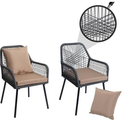 Mendler 2X Gartenstuhl HWC-O12 Rückenpolster anthrazit, Bezug Taupe 2er-Set Stuhl, Outdoor, mit Sitz-/Rückenpolster, Seilgeflecht, Rope, Aluminium Mendler 2X Gartenstuhl HWC-O12 Rückenpolster anthrazit, Bezug Taupe 2er-Set Stuhl, Outdoor, mit Sitz-/Rückenpolster, Seilgeflecht, Rope, Aluminium