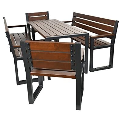 Generic Ratanland Gartenmöbel Set Holz Commodus Möbelset für 8 Personen mit 2 Bänken und 2 Stühlen (Rückenlehne und Armlehne) Generic Ratanland Gartenmöbel Set Holz Commodus Möbelset für 8 Personen mit 2 Bänken und 2 Stühlen (Rückenlehne und Armlehne)