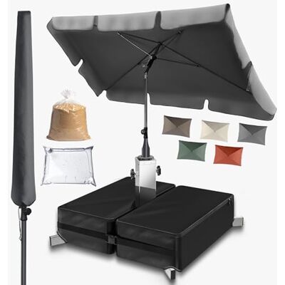 4smile Sonnenschirm Balkon mit Ständer 200 × 125 cm, 3-in-1 SET, Anthrazit Balkonschirm rechteckig mit UV50+-Schutz, inkl. Schirmständer + Schirmhülle – passend für Balkon und Terrasse 4smile Sonnenschirm Balkon mit Ständer 200 × 125 cm, 3-in-1 SET, Anthrazit Balkonschirm rechteckig mit UV50+-Schutz, inkl. Schirmständer + Schirmhülle – passend für Balkon und Terrasse