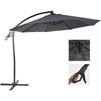 Mendler Deluxe Ampelschirm HWC-D14 3m Polyester anthrazit Sonnenschirm, rund Ø, Alu/Stahl, 14kg, ohne Ständer Mendler Deluxe Ampelschirm HWC-D14 3m Polyester anthrazit Sonnenschirm, rund Ø, Alu/Stahl, 14kg, ohne Ständer