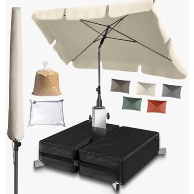 4smile Sonnenschirm Balkon mit Ständer 200 × 125 cm, 3-in-1 SET, Beige Balkonschirm rechteckig mit UV50+-Schutz, inkl. Schirmständer + Schirmhülle – passend für Balkon und Terrasse 4smile Sonnenschirm Balkon mit Ständer 200 × 125 cm, 3-in-1 SET, Beige Balkonschirm rechteckig mit UV50+-Schutz, inkl. Schirmständer + Schirmhülle – passend für Balkon und Terrasse