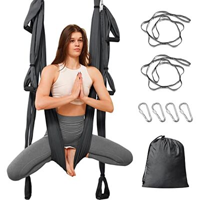 Leogreen Yoga-Hängematten-Set, Yoga-Schaukel, Umkehr-Hängematte, Nylon, Taffetas, Kapazität 300 kg (Dunkelgrau) Leogreen Yoga-Hängematten-Set, Yoga-Schaukel, Umkehr-Hängematte, Nylon, Taffetas, Kapazität 300 kg (Dunkelgrau)