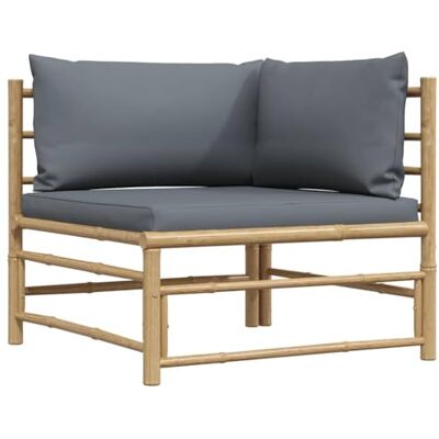 vidaXL Garten Ecksofa mit Dunkelgrauen Kissen Gartensofa Sofa Lounge Sessel Loungesessel Einzelsofa Gartenmöbel Gartensessel Terrasse Bambus vidaXL Garten Ecksofa mit Dunkelgrauen Kissen Gartensofa Sofa Lounge Sessel Loungesessel Einzelsofa Gartenmöbel Gartensessel Terrasse Bambus