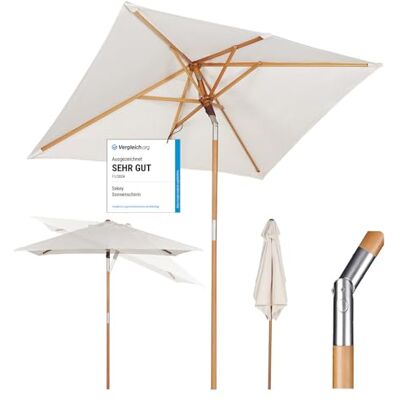 Sekey Sonnenschirm Rechteckig 200x150 cm Holz mit Knickbar, UV50+, GRS sonnenschirm holz, 38mm Mast, 180 g/m² Polyester, knickbar, Edelstahl-Beschläge, Belüftung, für Garten/Terrasse/Balkon Sekey Sonnenschirm Rechteckig 200x150 cm Holz mit Knickbar, UV50+, GRS sonnenschirm holz, 38mm Mast, 180 g/m² Polyester, knickbar, Edelstahl-Beschläge, Belüftung, für Garten/Terrasse/Balkon