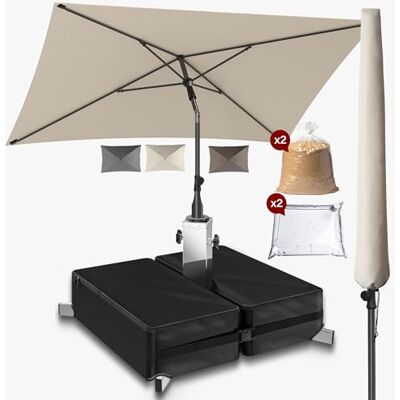 4smile Sonnenschutz Balkon Set 3-teilig, Sonnenschirm rechteckig 200x125cm + Sonnenschirmständer + Schirmhülle Sonnenschirm Balkon mit Ständer 4smile Sonnenschutz Balkon Set 3-teilig, Sonnenschirm rechteckig 200x125cm + Sonnenschirmständer + Schirmhülle Sonnenschirm Balkon mit Ständer