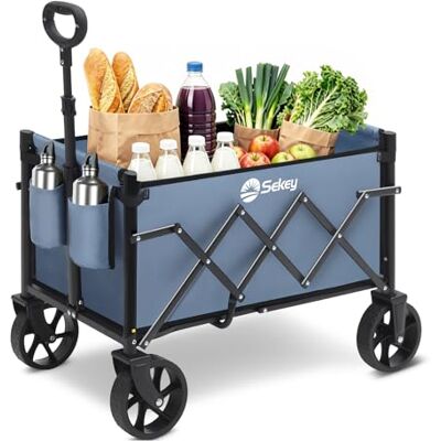 Sekey Mini 4029 Bollerwagen Faltbar, Handwagen Klappbar Klein 65L 80KG Faltbarer Einkaufswagen Campingwagen mit Höhenverstellbarem Griff, Leicht & Platzsparend & Stabil, Blau Sekey Mini 4029 Bollerwagen Faltbar, Handwagen Klappbar Klein 65L 80KG Faltbarer Einkaufswagen Campingwagen mit Höhenverstellbarem Griff, Leicht & Platzsparend & Stabil, Blau