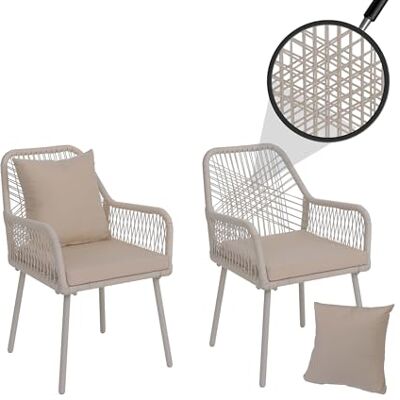 Mendler 2X Gartenstuhl HWC-O12 Rückenpolster Creme, Bezug Creme 2er-Set Stuhl, Outdoor, mit Sitz-/Rückenpolster, Seilgeflecht, Rope, Aluminium Mendler 2X Gartenstuhl HWC-O12 Rückenpolster Creme, Bezug Creme 2er-Set Stuhl, Outdoor, mit Sitz-/Rückenpolster, Seilgeflecht, Rope, Aluminium