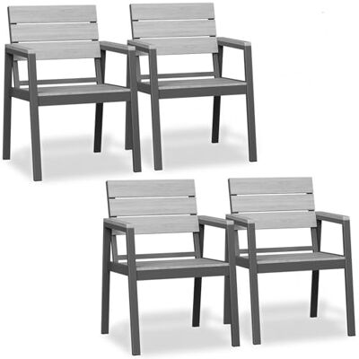 JUMMICO Aluminium Gartenstuhl (4er Set) in Holzoptik für den Außenbereich, rostfrei, leicht zu reinigen, maximale Belastbarkeit 160 kg, geeignet für Garten, Terrasse und Balkon, Grau JUMMICO Aluminium Gartenstuhl (4er Set) in Holzoptik für den Außenbereich, rostfrei, leicht zu reinigen, maximale Belastbarkeit 160 kg, geeignet für Garten, Terrasse und Balkon, Grau
