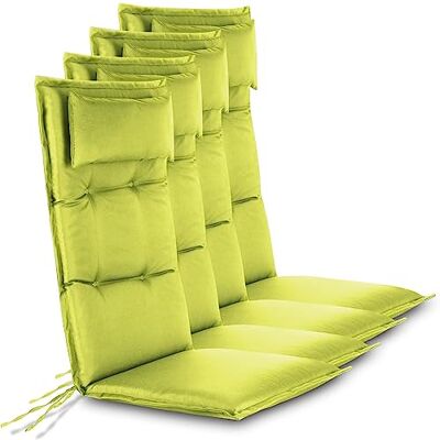 normani Hochwertige Gartenstuhl Auflagen 4er Set Hochlehner mit Kissen Sitzpolster Stuhlauflagen für Draußen und Drinnen aus pflegeleichtem Outdoor Material 120x50 cm Made in EU Grün 120 x 50 x 5 cm normani Hochwertige Gartenstuhl Auflagen 4er Set Hochlehner mit Kissen Sitzpolster Stuhlauflagen für Draußen und Drinnen aus pflegeleichtem Outdoor Material 120x50 cm Made in EU Grün 120 x 50 x 5 cm