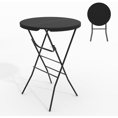 Acekool Faltbarer Stehtisch Rund, 80 cm Durchmesse, Klappbar Stehtisch Bistrotisch, mit Metallrahmen & Feststellbeinen, Wetterfest, Leicht Tragbar, Für Garten, Terrasse, Party, Bar, Schwarz Acekool Faltbarer Stehtisch Rund, 80 cm Durchmesse, Klappbar Stehtisch Bistrotisch, mit Metallrahmen & Feststellbeinen, Wetterfest, Leicht Tragbar, Für Garten, Terrasse, Party, Bar, Schwarz