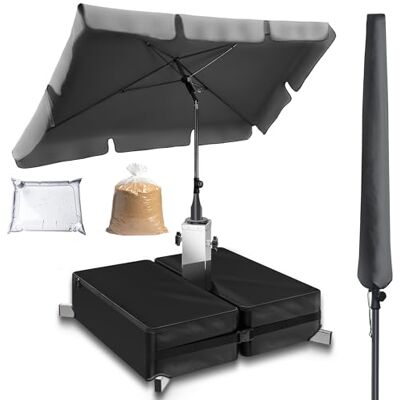 4smile Sonnenschirm Balkon 3-in-1 SET – Balkonschirm rechteckig mit UV50+-Schutz, 200 x 125 cm, inkl. Schirmständer und Schirmhülle – passend für Terrasse & Balkon 4smile Sonnenschirm Balkon 3-in-1 SET – Balkonschirm rechteckig mit UV50+-Schutz, 200 x 125 cm, inkl. Schirmständer und Schirmhülle – passend für Terrasse & Balkon